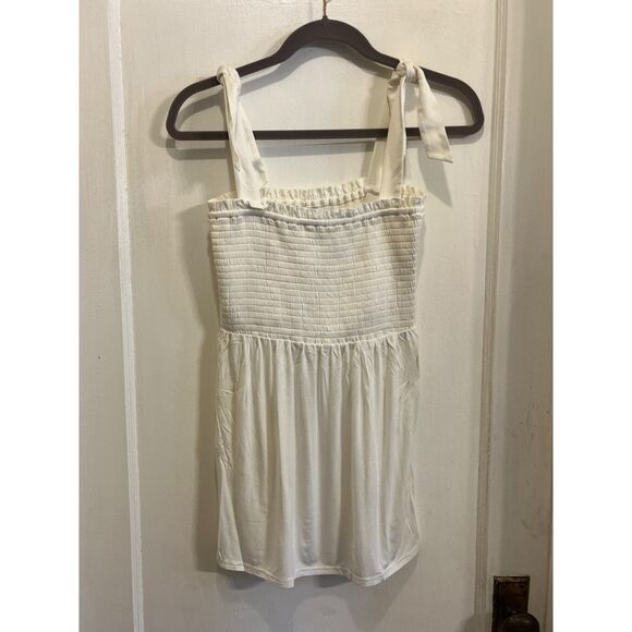 Modcloth White Peplum Tank Top Blouse Tie Up Shirt Women's Size Small - Picture 2 of 8